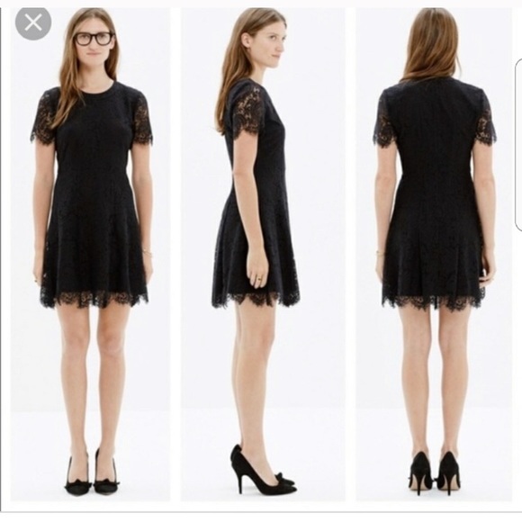 New Madewell Black Lace Shift Dress Size 0 - Picture 1 of 11